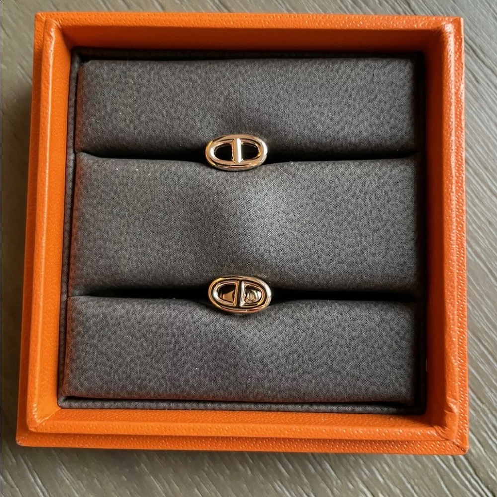 Hermes Chaine D'Ancre 18k Rose Gold Stud Earrings
